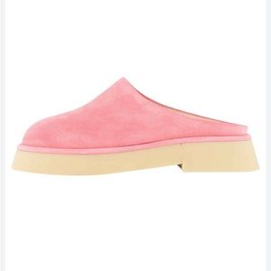 Wandler Rosa flamingo suede slip-on loafers mules in size 39